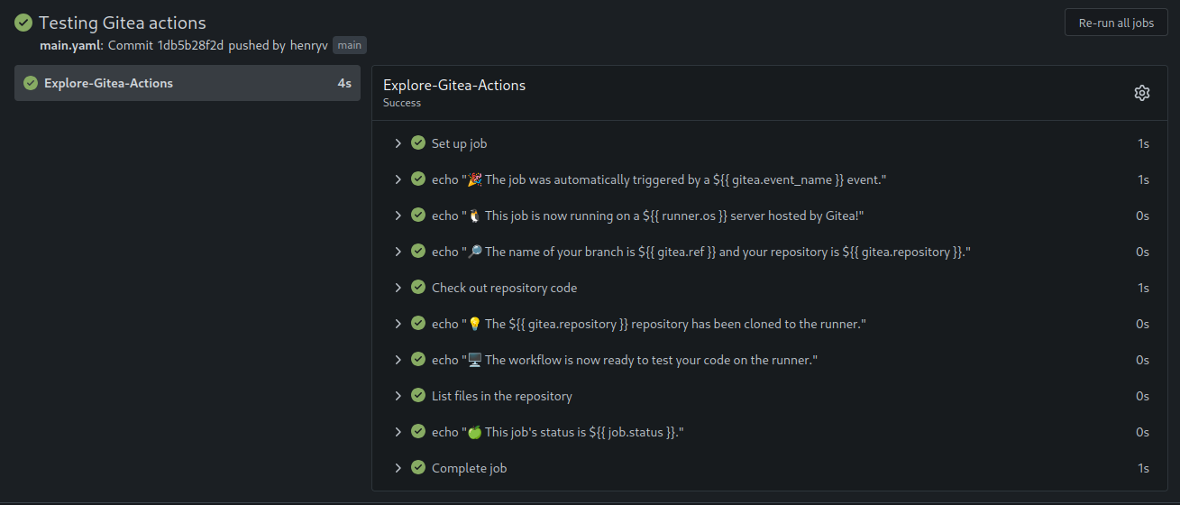 The test job also works!